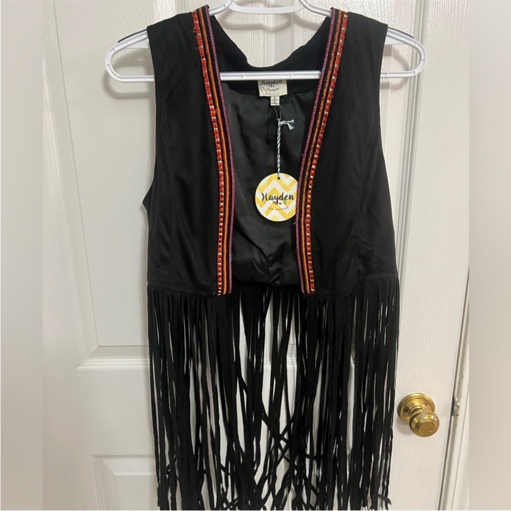 Hayden LA Black fringe vest
